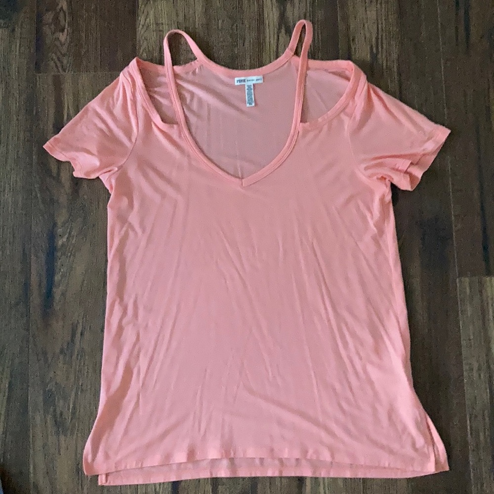 Pink off the shoulder tee